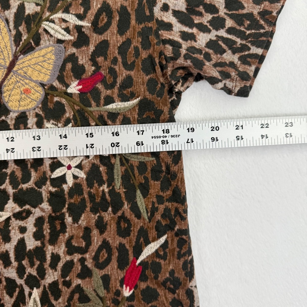 Los Angeles Leopard Print‎ Butterfly Embroidered T-Shirt - Size S - Picture 2 of 7